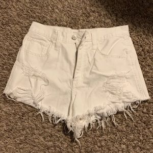White Distressed Hollister Shorts